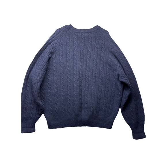VTG Heather & Tweed Sweater Mens XXL Navy Blue Shetland Wool Cable Knit V Neck - Picture 4 of 4